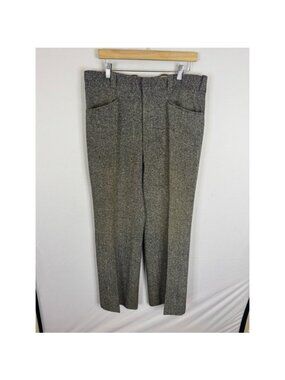 Vintage Donegal Tweed Wool Trousers Grey Flecked Dress Pants Western 34X33
